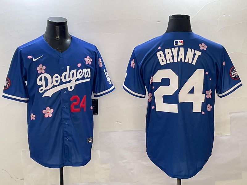 Men Los Angeles Dodgers 24 Bryant Blue Sakura Edition 2025 Nike MLB Jersey style 6